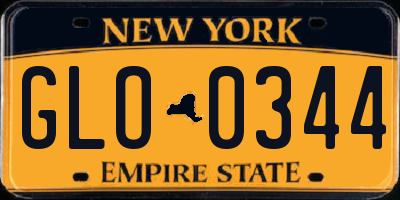 NY license plate GLO0344