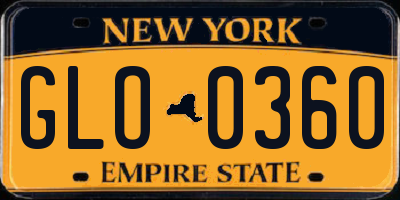 NY license plate GLO0360