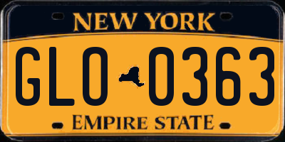 NY license plate GLO0363