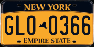 NY license plate GLO0366