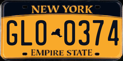NY license plate GLO0374