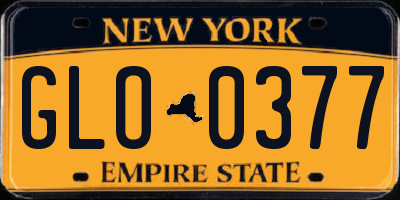 NY license plate GLO0377