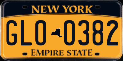 NY license plate GLO0382