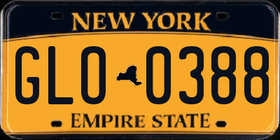 NY license plate GLO0388