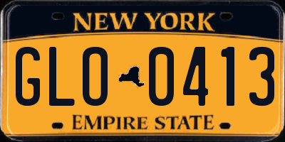 NY license plate GLO0413