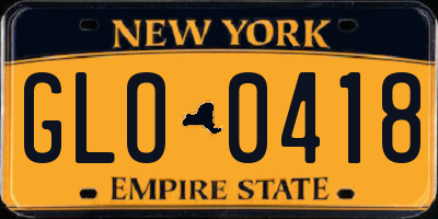 NY license plate GLO0418