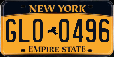 NY license plate GLO0496