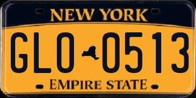 NY license plate GLO0513