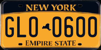 NY license plate GLO0600
