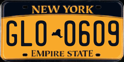 NY license plate GLO0609