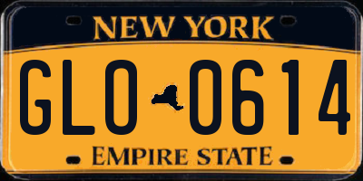 NY license plate GLO0614