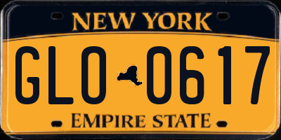 NY license plate GLO0617