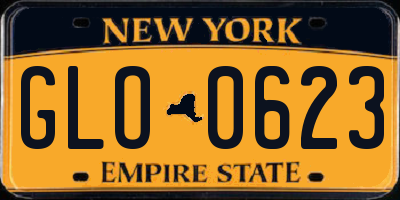 NY license plate GLO0623