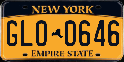NY license plate GLO0646