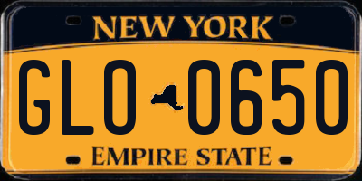 NY license plate GLO0650