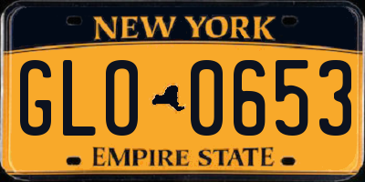 NY license plate GLO0653