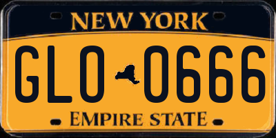 NY license plate GLO0666