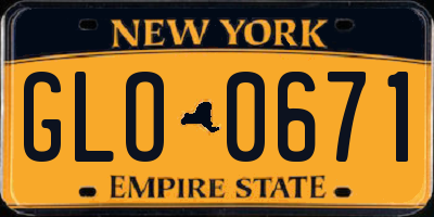NY license plate GLO0671