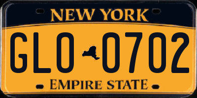 NY license plate GLO0702