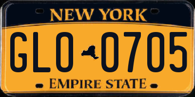 NY license plate GLO0705