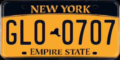 NY license plate GLO0707