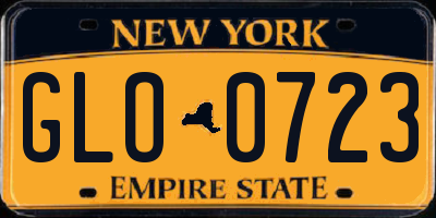 NY license plate GLO0723