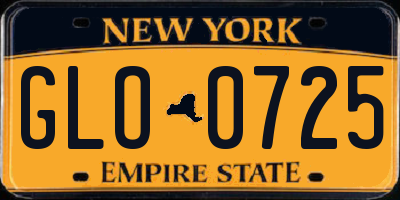 NY license plate GLO0725