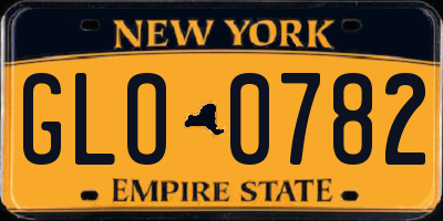NY license plate GLO0782
