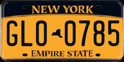 NY license plate GLO0785
