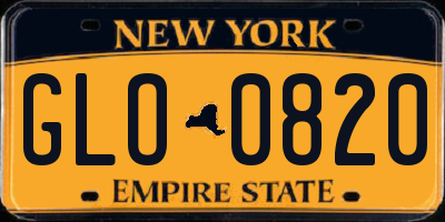 NY license plate GLO0820