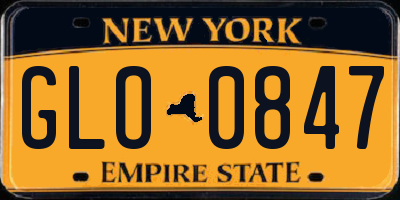 NY license plate GLO0847