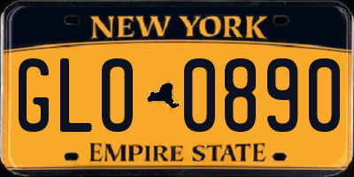 NY license plate GLO0890