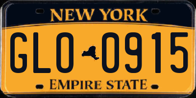 NY license plate GLO0915