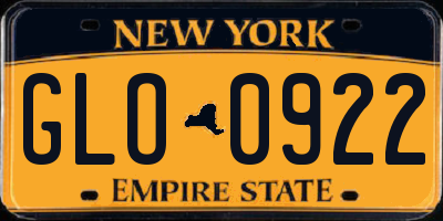 NY license plate GLO0922
