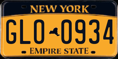 NY license plate GLO0934