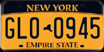 NY license plate GLO0945