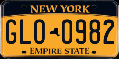 NY license plate GLO0982