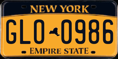 NY license plate GLO0986