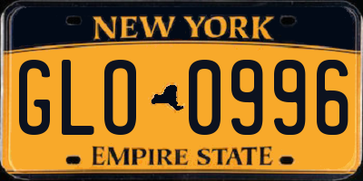 NY license plate GLO0996