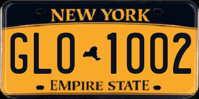 NY license plate GLO1002