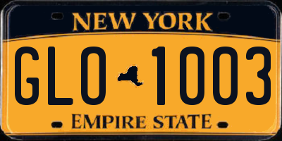 NY license plate GLO1003