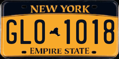 NY license plate GLO1018