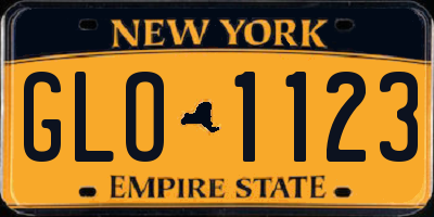 NY license plate GLO1123
