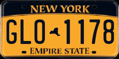 NY license plate GLO1178