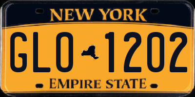 NY license plate GLO1202