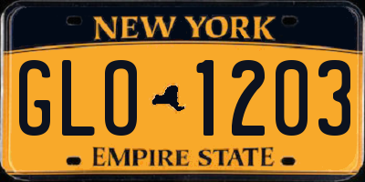 NY license plate GLO1203