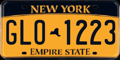 NY license plate GLO1223