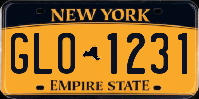 NY license plate GLO1231