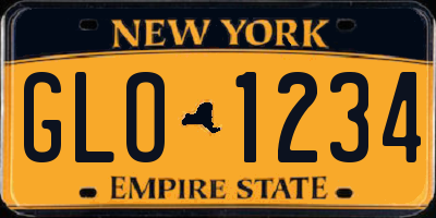 NY license plate GLO1234
