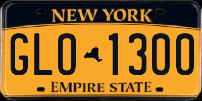 NY license plate GLO1300